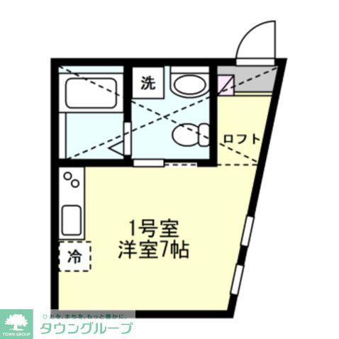 BEAMS岸谷(ワンルーム/2階)の間取り写真