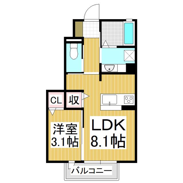 MAISON.BEL AZUR(1LDK/1階)の間取り写真