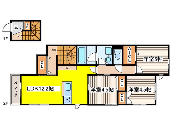 カーサ ルシェロI(3LDK/2階)の間取り写真