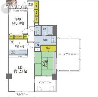 コスモ鶴見セジュール(2LDK/6階)の間取り写真