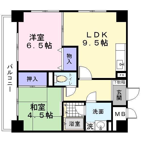 パストラルクール(2LDK/4階)の間取り写真