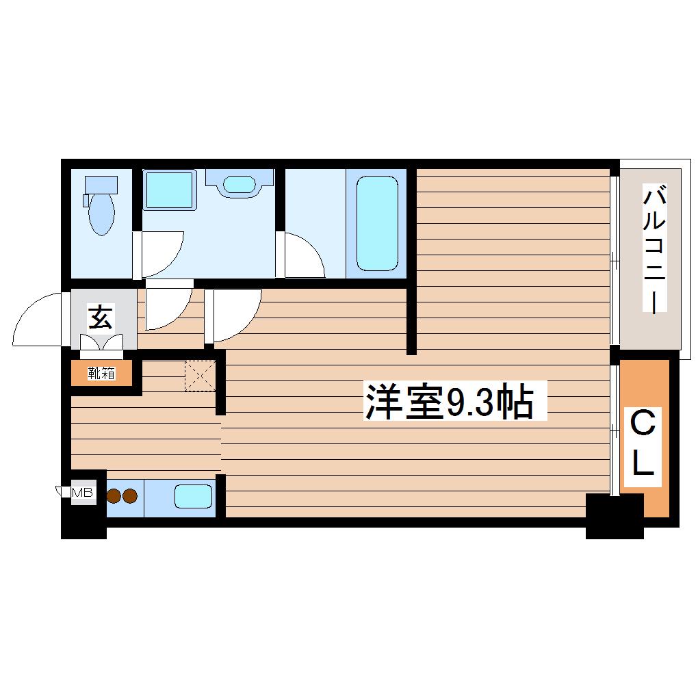 レブレK(1K/3階)の間取り写真