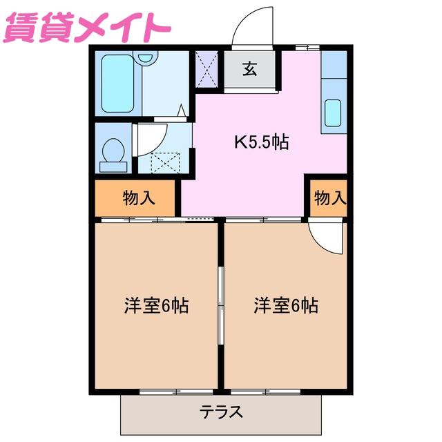 シティハイツ香洋(2K/1階)の間取り写真