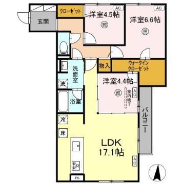 クインス ビル(3LDK/1階)の間取り写真