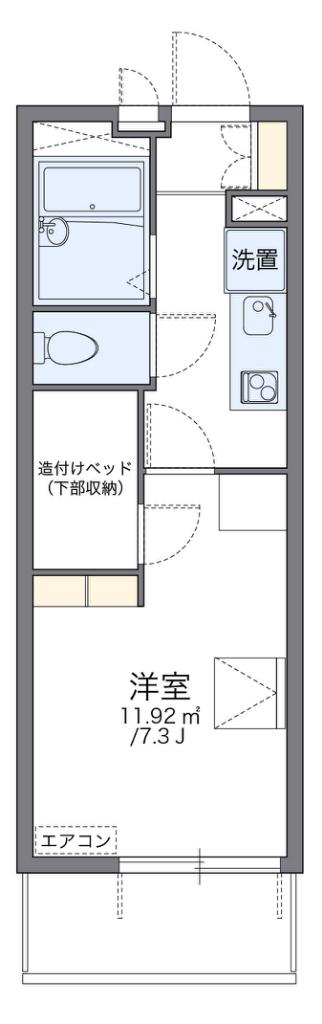 レオパレスブリエスト(1K/1階)の間取り写真