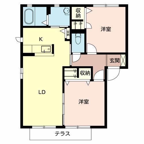 ファミール以和貴(2LDK/2階)の間取り写真