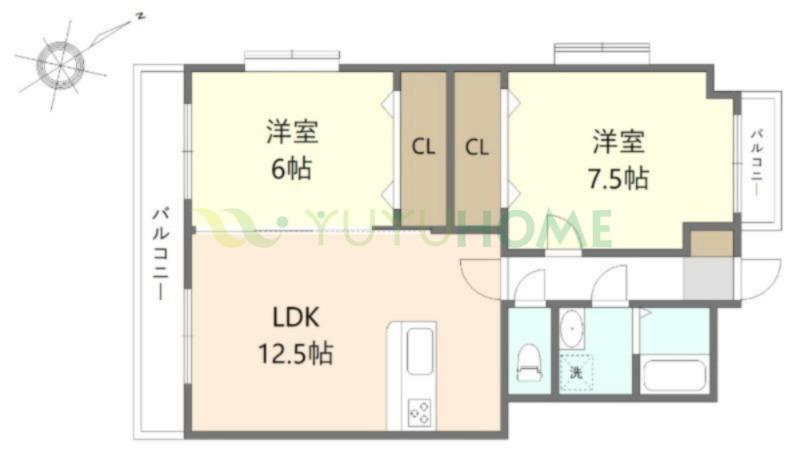 プロスペールS6(2LDK/2階)の間取り写真