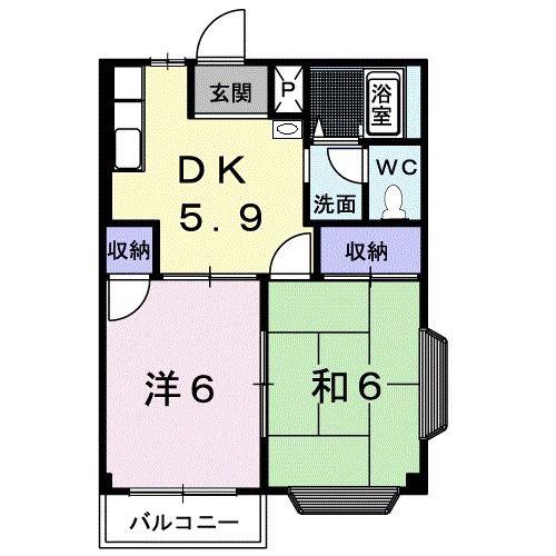 青木コーポ(2DK/1階)の間取り写真