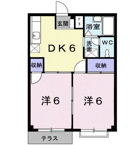 プラネットI(2DK/1階)の間取り写真