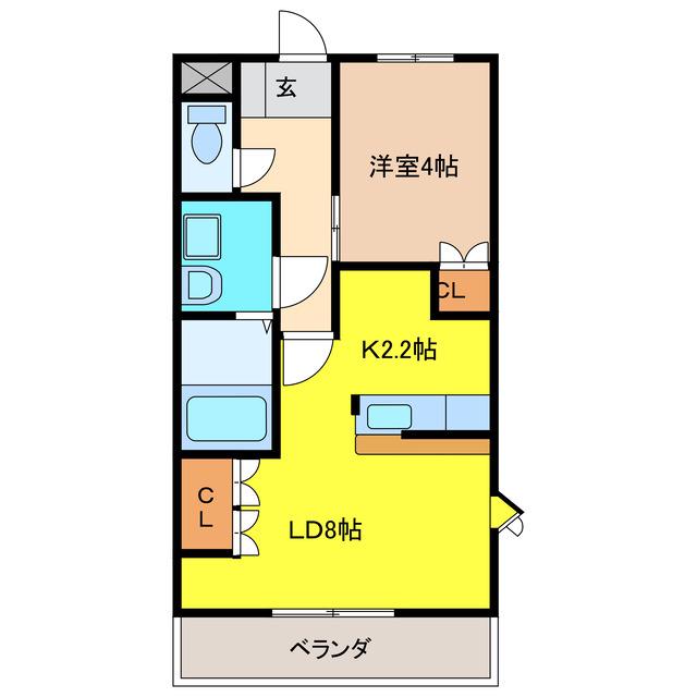 エスポアール白山(1LDK/1階)の間取り写真