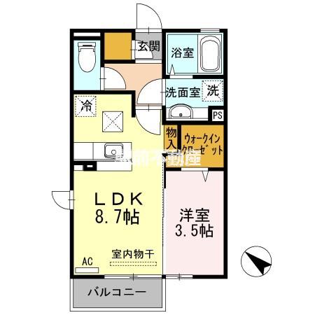 フェアプラッツB棟(1LDK/1階)の間取り写真