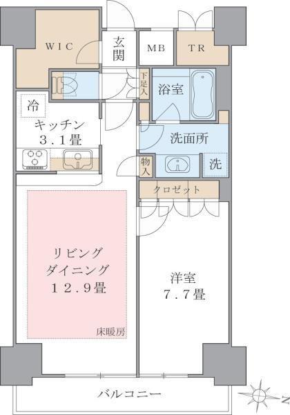 BRILLIA IST 東雲キャナルコート(1LDK/7階)の間取り写真