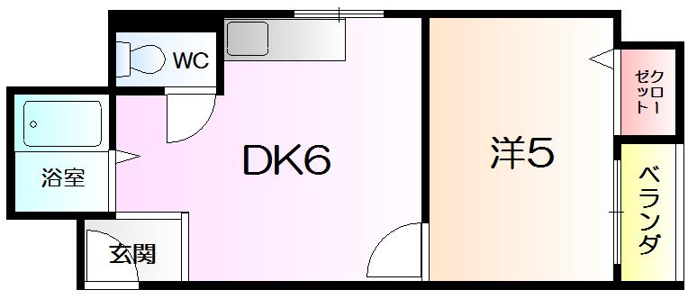 ロイヤルコート7番館(1DK/2階)の間取り写真