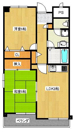 サンサーラ21(2LDK/5階)の間取り写真