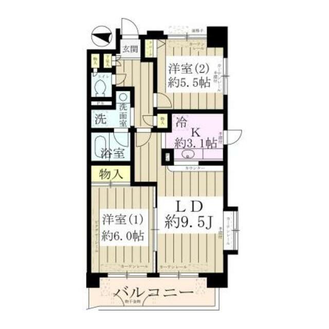 ディアプレイス(2LDK/2階)の間取り写真