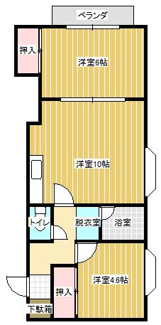 プレステージI(2LDK/3階)の間取り写真