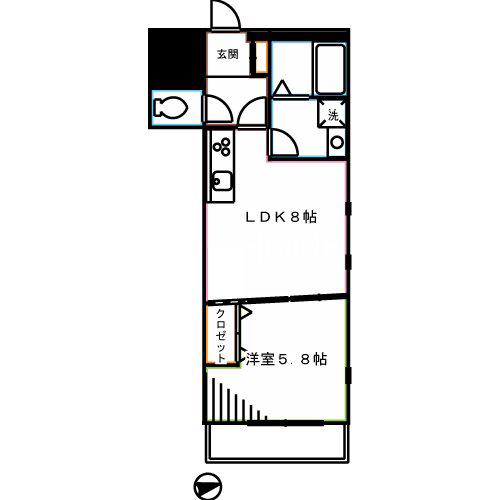 アインズ(1LDK/3階)の間取り写真