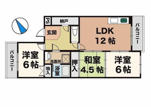 エクセル北別府(3LDK/3階)の間取り写真