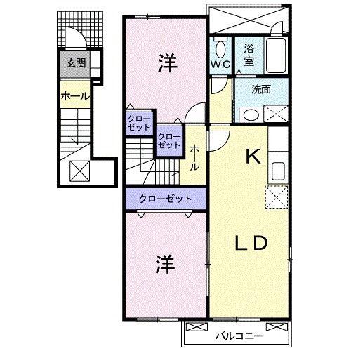 ル・ショコラ(2LDK/2階)の間取り写真