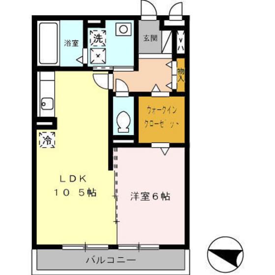 パルミラ弐番館(1LDK/2階)の間取り写真