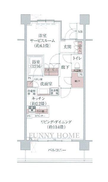 リージア経堂テラスガーデン(1LDK/5階)の間取り写真