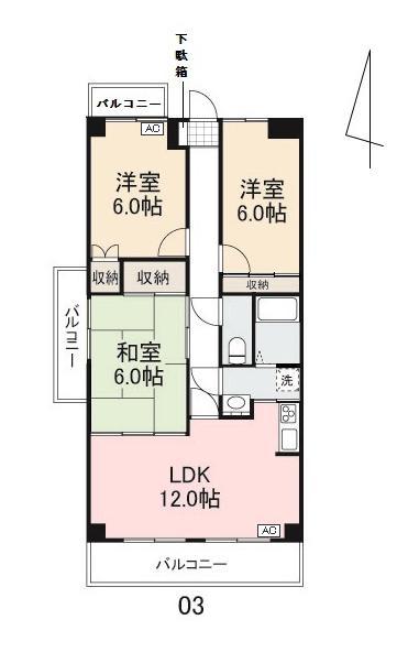 クレスト三条(3LDK/2階)の間取り写真