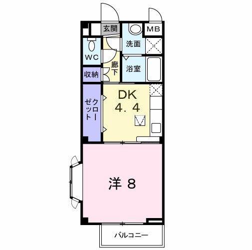 レトロヴィラI(1DK/1階)の間取り写真