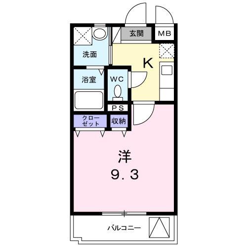 メゾン ド ブシヤ(1K/2階)の間取り写真