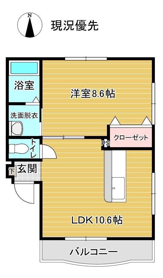 一本木ヒルズ(1LDK/2階)の間取り写真