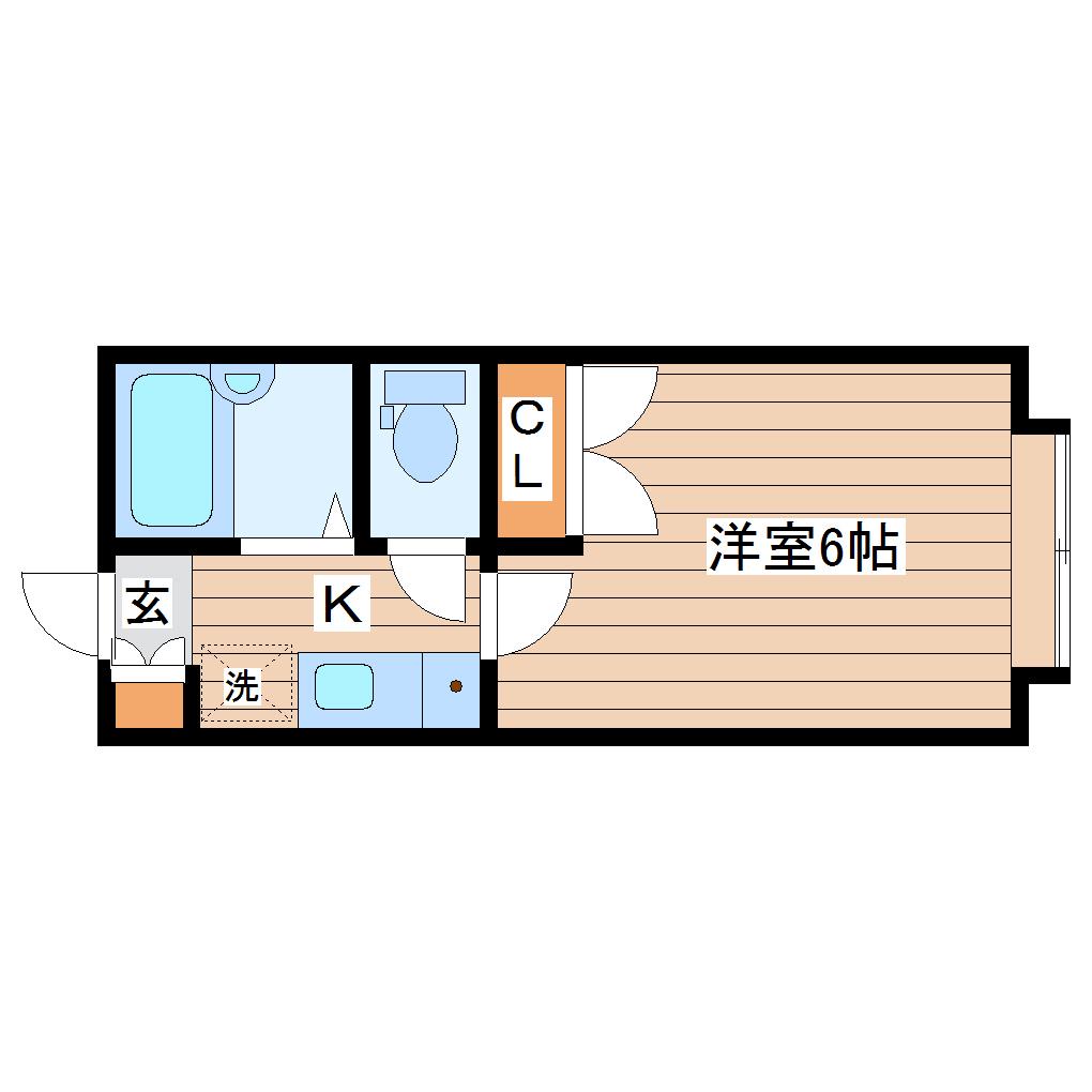 ベルシティ東仙台(1K/3階)の間取り写真