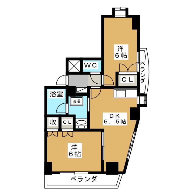 セピアタワー(2DK/6階)の間取り写真