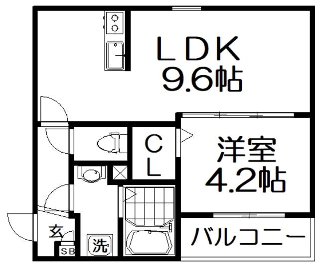 ジーメゾン渚元町クレサス(1LDK/3階)の間取り写真