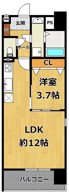 LOCUS2(1LDK/7階)の間取り写真