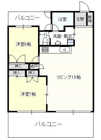 サンフラワーマンション(2LDK/4階)の間取り写真