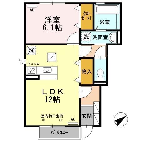 アムール桜(1LDK/1階)の間取り写真