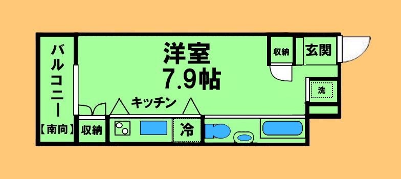 NEST(ワンルーム/2階)の間取り写真