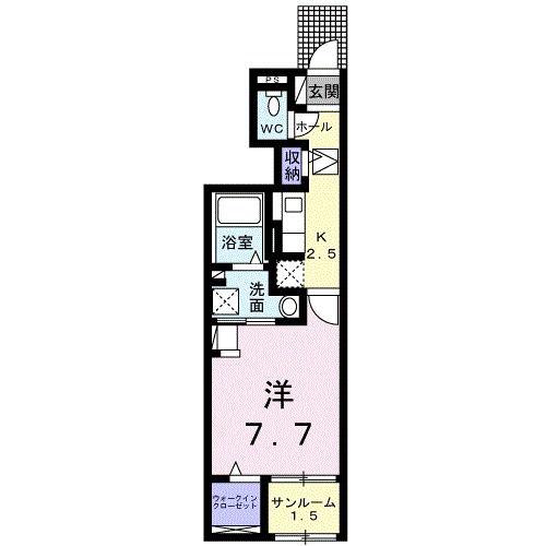 ＪＲ岩徳線 周防花岡駅 徒歩17分 2階建 築3年(1K/1階)の間取り写真