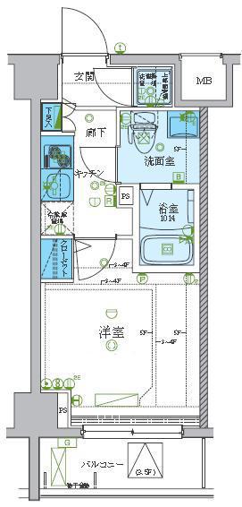 レグゼ梶ケ谷(1K/2階)の間取り写真
