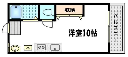 紫野ハイツ(ワンルーム/2階)の間取り写真