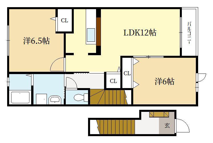 アンジュコリーヌ(2LDK/2階)の間取り写真