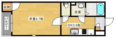 レオネクストSTAGEII(1K/2階)の間取り写真