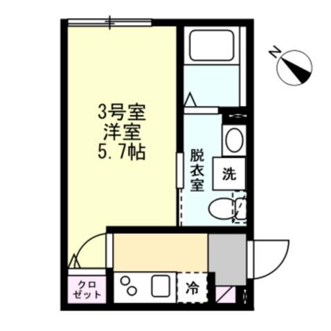 ベイルーム川崎平間(1K/2階)の間取り写真