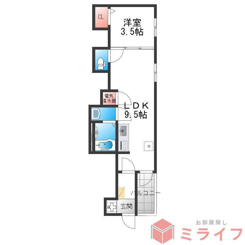 CINQ南巽(1LDK/3階)の間取り写真
