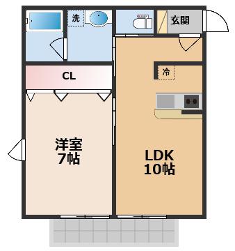 CAオレンジフィール(1LDK/1階)の間取り写真