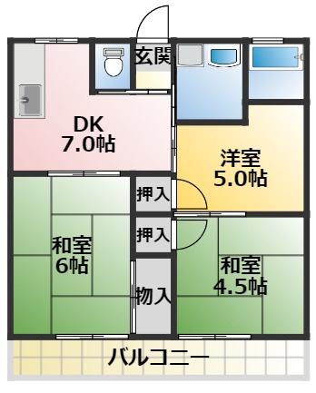 トモエハイツ(3DK/1階)の間取り写真