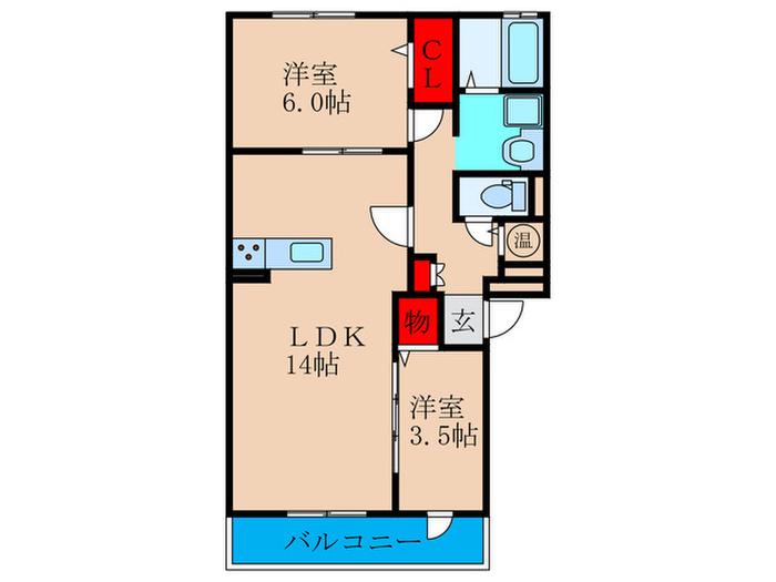 ベルデ大森II(2LDK/1階)の間取り写真
