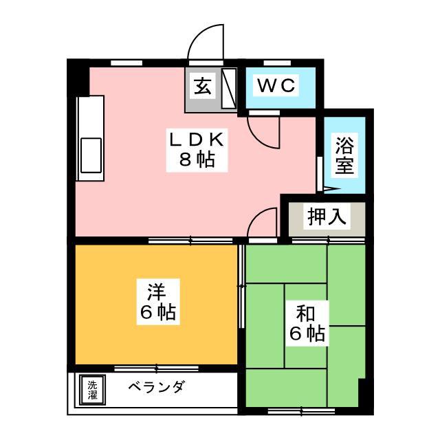 コーポ睦(2DK/2階)の間取り写真