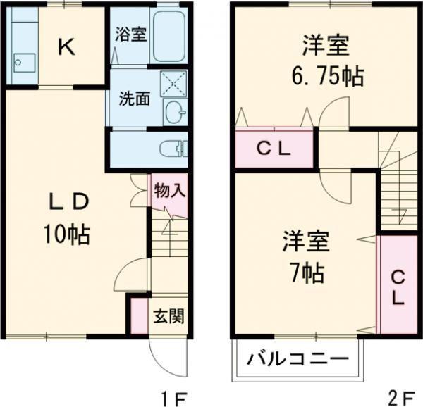 リバージュ青山東B(2LDK/1階)の間取り写真