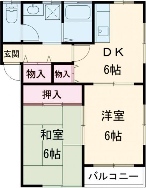 アットフィールド(2DK/1階)の間取り写真
