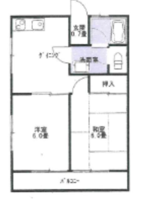 マンション中原(2DK/2階)の間取り写真